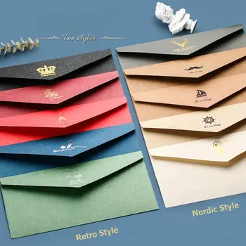 Ретро-конверт для писем 10 цветов, конверты для подарочных карт, Свадебный красный конверт и набор бумаги для писем