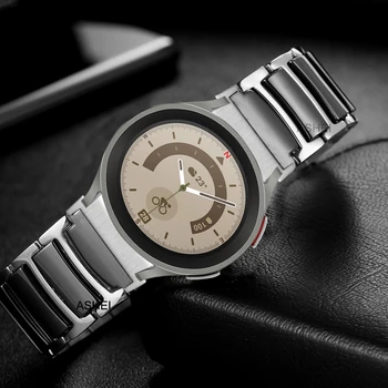 Для Samsung Galaxy Watch 5 Pro 45 мм Watch 4 5 44 мм 40 мм Classic 46 мм 42 мм Без Зазоров Керамический ремешок из нержавеющей стали С Изогнутым концом