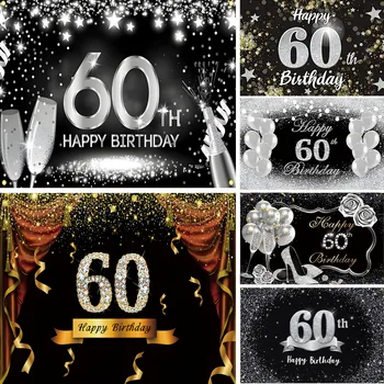 Счастливое Украшение на 60-й День Рождения для Женщин, Фон из Розового Золота, Баннер, 60-Летний Плакат Для Вечеринки, Декор Для Вечеринки, Фон Для Фотографии
