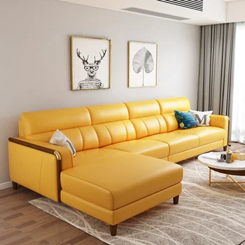Оптовая продажа L-образного современного кожаного дивана Мебельные гарнитуры для гостиной Кожаные диванные секции