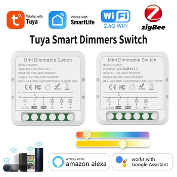 Модуль Tuya ZigBee WiFi Smart Dimmers Switch Поддерживает 2-Полосное Управление Светодиодными Лампами Dimmable Switch Работает с Alexa Google Home
