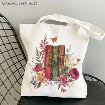 Женская сумка для покупок, бамбуковая художественная сумка с водяным принтом, холщовая сумка для покупок в стиле харадзюку, женская сумка-тоут, женская сумка на плечо
