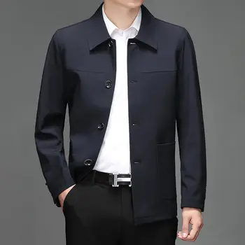 Мужская куртка, пальто, Деловая мода, Свободный лацкан, Весна-осень, мужские повседневные куртки в стиле ретро, Однотонная мужская верхняя одежда на молнии Q217