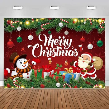 Фон для фотосъемки с Рождеством Украшение баннера Фон для фотосъемки Рождественской вечеринки Декор Санта Снеговика на Рождество