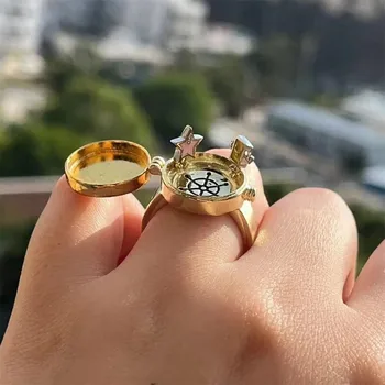 Гладкие милые аниме-кольца из нержавеющей стали для женщин, открытые обручальные кольца золотого цвета с геометрическим рисунком, эстетический ювелирный подарок خواتم خر
