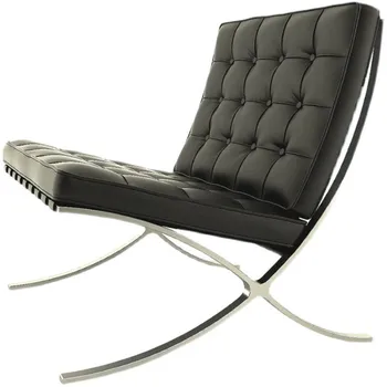 Диван для одного Человека Barcelona Chair Дизайнерское Винтажное Кожаное Современное Простое Кресло Для Гостиной Барселоны Single Casual Sofa Chair