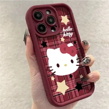 Sanrio Аниме Kawaii Hello Kitty, новый чехол для телефона для iPhone 15 14 13 Pro Max, милый мультяшный милый чехол для защиты от падения, подарки