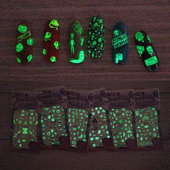 Светящаяся наклейка для ногтей на Хэллоуин Тыквенный Паук для наклейки на ногти 3D Советы Украшения Советы по маникюру