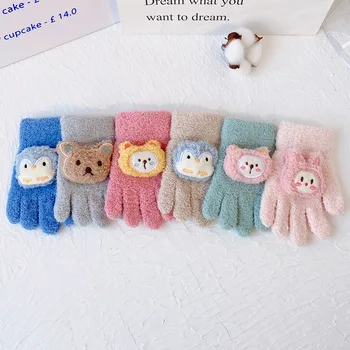 Корейские мультяшные Детские перчатки зимой, теплые и Холодные, Все Это Относится к детям в Детском саду, мальчики и Девочки Пишут Пятью пальцами