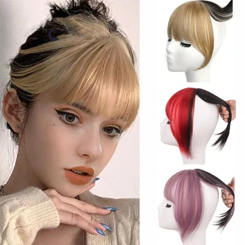 Воздушные челки Женские синтетические челки 3D Челки Для наращивания волос на заколках Термостойкие Заколки Для волос Аксессуары Накладные волосы