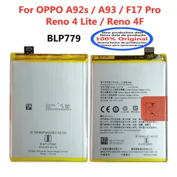 Высококачественный Оригинальный Аккумулятор BLP779 4000 мАч Для OPPO A92s/A93/Reno4 Lite/Reno 4F/F17 Pro Для мобильных телефонов