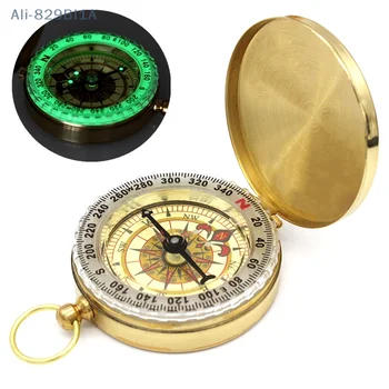 Высококачественный карманный латунный Золотой компас для походов, портативный навигационный компас для активного отдыха