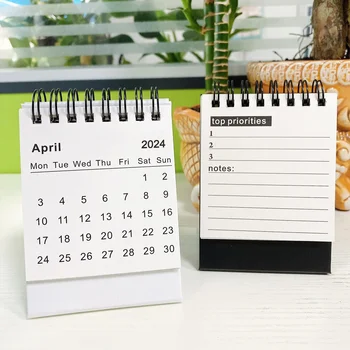 2024 Английский Мини-Календарь Украшение рабочего стола офиса Минималистичный Креативный Переносной Месяц Дата Ежедневный Календарь Блокнот Меморандум