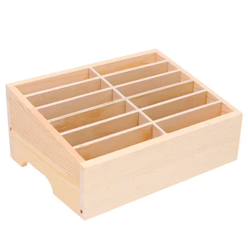 Ящик Для Хранения Ячеек 12-Решетчатый Деревянный Мобильный Настольный Органайзер Для Хранения в Классном Офисе