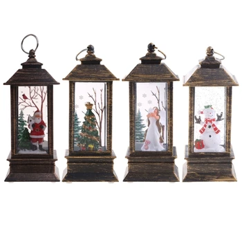 Рождественский фонарь Санта-Клаус / Рождественская елка / Снеговик / Ангел, Сверкающий фонарь, Ручной светодиодный ночник, Масляная лампа для домашнего декора
