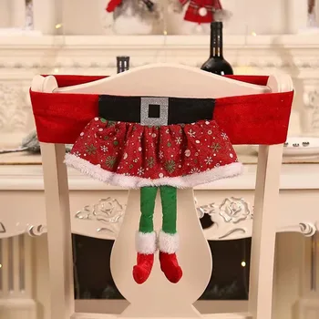 2024 Новый Рождественский Чехол для стула Ремень Санта-Клауса Чехол для стула Юбка для девочек-Эльфов Чехол для стула Рождественские Украшения Кухонного стола