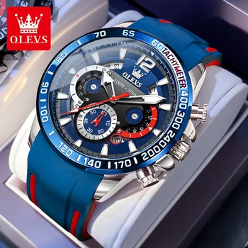 OLEVS Кварцевые часы для мужчин Оригинальный Лидирующий бренд Резиновый ремешок Водонепроницаемые Светящиеся Дата Неделя Мужские кварцевые часы reloj hombre