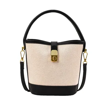 Модный дизайн женская сумка-ведро, ретро Женская сумка Через плечо, холщовая кожаная Легкая Роскошная маленькая сумка для женщин