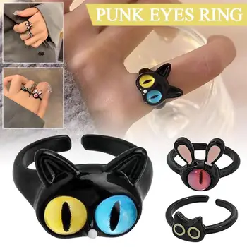 Милый черный котенок в стиле панк Для женщин, Модные Цветные кошачьи глаза, Открытые Регулируемые аксессуары для парных вечеринок S3X7