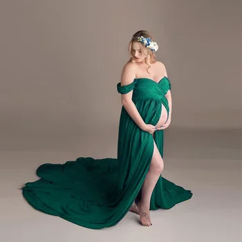 Сексуальное платье для беременных, длинное платье для фотосессии во время беременности, платье для душа ребенка, макси-платье с разрезом спереди для беременных женщин