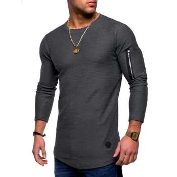B6227 новая футболка мужская весенне-летняя футболка топ мужская хлопчатобумажная футболка с длинными рукавами для бодибилдинга складная