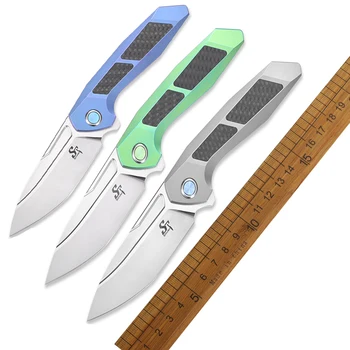 Складной нож ST996 M390 Стальной лист, ручка из титанового сплава, Портативный инструмент для самообороны на открытом воздухе, кемпинг
