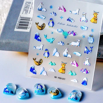 Милое рельефное мультяшное изображение животного 5D Наклейки для украшения ногтей Рельефные наклейки Слайдер Для маникюра Амулеты Принадлежности для красоты Инструмент