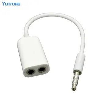 100 шт./лот 3,5 мм белый аудио кабель-разветвитель, 1-2 аудио кабель-разветвитель для iPhone Samsung Galaxy HTC XiaoMi Lenovo