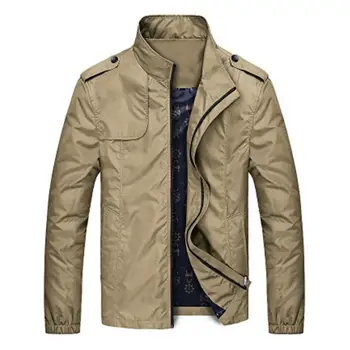 Мужское пальто, простая куртка с длинным рукавом и воротником-стойкой, свободное пальто 3D кроя, два кармана, застежка-молния, повседневная куртка для офиса
