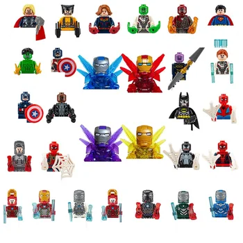 8 Штук Мини-Строительного Блока Marvel Superhero, Игрушечные Украшения В Виде Фигурки, Сборка Головоломки, Строительный Блок, Детские Подарки
