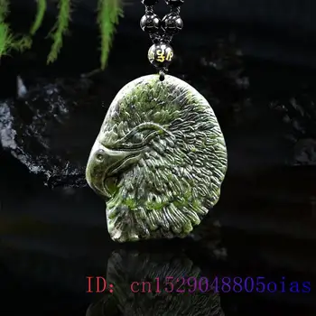 Нефритовый орел кулон ожерелье обсидиан натуральный черный зеленый ювелирные изделия Шарм драгоценный камень амулет подарки Китайская резная мода