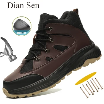 2024 Мужские рабочие кроссовки со стальным носком, устойчивые к проколам, строительные защитные ботинки, Неразрушаемые для мужчин, Дышащая защитная обувь