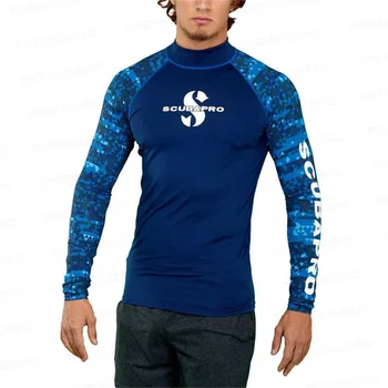 Новая мужская футболка для плавания, купальник для пляжа, защита от ультрафиолета, защита от сыпи, купальники для дайвинга, костюм для серфинга с длинным рукавом, одежда для серфинга, рашгард