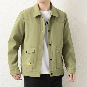 Осеннее мужское пальто M-8XL в корейском стиле, мужские свободные модные куртки-карго в стиле ретро с отложным воротником, сплошные карманы, повседневные куртки большого размера