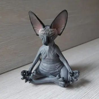 Новая статуэтка кошки, Статуя для медитации Сфинкса, Художественная скульптура для йоги, микроукрашение для сада, украшение для домашнего офиса