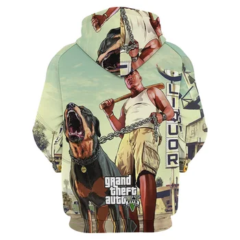 Графическая толстовка Grand Theft Auto, мужская одежда, 3D-игра GTA, напечатанная в толстовках, Женская мода Harajuku, пуловер y2k с капюшоном.