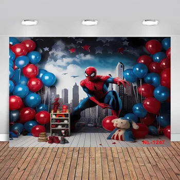 Фон для фотосъемки супергероя Человека-паука, Настраиваемое украшение для вечеринки с Днем рождения, Виниловый Фон для детских фотографий, Подарки