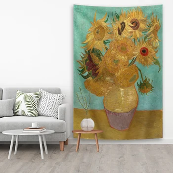Известный художник Ван Гог Ирисы И Цветок Солнца Картина Маслом Гобелен Цветок Миндаля Настенный Ковер Украшения для дома