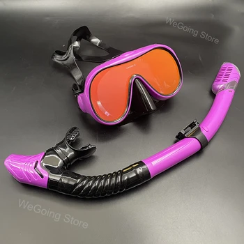 Зеркальная маска для подводного плавания из закаленного стекла, профессиональное снаряжение для подводного плавания для взрослых женщин, мужские очки для подводного плавания, набор для подводного плавания