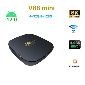 Новый V88 Mini Новый Smart Tv box Allwinner H3 Четырехъядерный 4G 32G 8G 128G Android 12.1 4K Телеприставка медиаплеер PK D905 Q96 Max