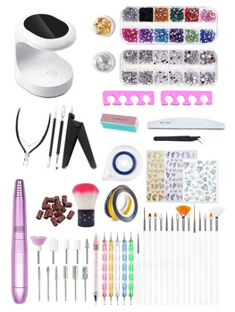 Набор инструментов для маникюра, Портативная УФ-светодиодная лампа для ногтей, Лампа для сушки геля, Электрическая дрель для ногтей, Пилочка для лака, Набор для ногтей