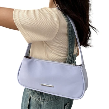 Нейлоновая сумка через плечо в стиле ретро, простой винтажный дизайн, сумка для подмышек, стильный однотонный подарок для женщин и девочек