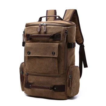 Мужской рюкзак, винтажная холщовая школьная сумка, дорожный рюкзак для ноутбука большой емкости