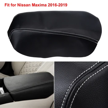 Автомобильный центральный пульт управления, подлокотник, коробка, чехол для кожи, консоль, Водонепроницаемые детали интерьера из черной кожи для Nissan Maxima 2016 2017 2018 2019