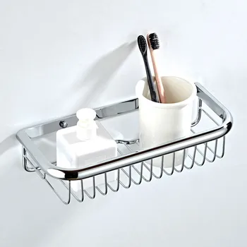 Настенная корзина для посуды для ванной комнаты, гальванический унитаз, Латунная Квадратная сетка, фурнитура, серебро 30 см