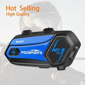 Fodsports M1-S PLUS 8 райдеров 2 КМ Полный дуплексный групповой домофон Музыка Поделиться FM-радио Bluetooth Мотоциклетный шлем Гарнитура Домофон