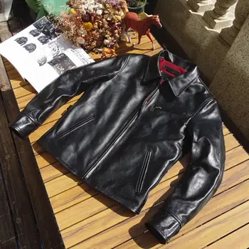 Мотоциклетная куртка Vgenuine из натуральной кожи с лацканами и застежкой-молнией 1930 года с первым слоем масла и воска.