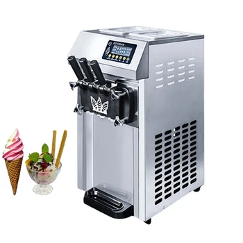 Мороженица из нержавеющей стали, мощный автомат для производства мягкого мороженого, Трехцветный автомат по продаже мороженого в виде сладких рожков.