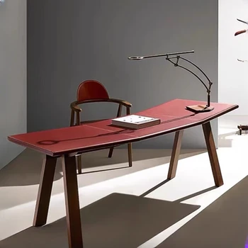 Письменный стол в стиле ретро, неправильной формы компьютерный стол, стол босса, изогнутый офисный стол, итальянский минимализм и роскошь