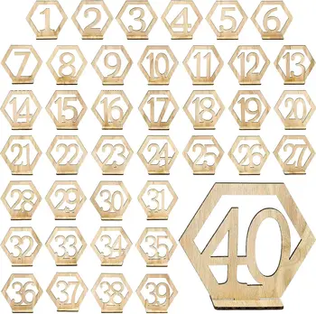 1-40 ноМерной знак деревянного стола с шестигранным номерным знаком с зацеплением за основание для украшения мероприятия с номером места на свадебной вечеринке
